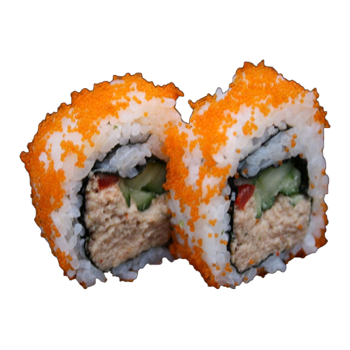 Gekochter Thunfisch mit Fischrogen (od) mit Sesam Inside Out Roll